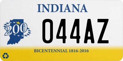 IN license plate 044AZ