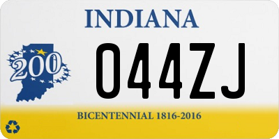 IN license plate 044ZJ