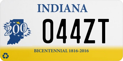 IN license plate 044ZT