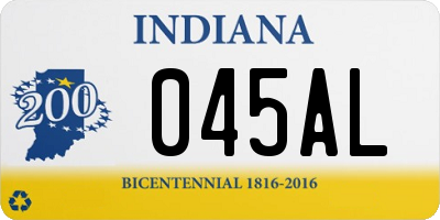 IN license plate 045AL