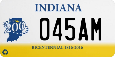 IN license plate 045AM