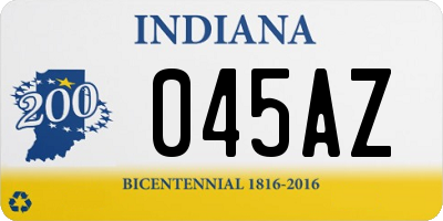 IN license plate 045AZ