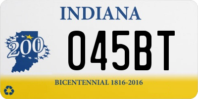 IN license plate 045BT