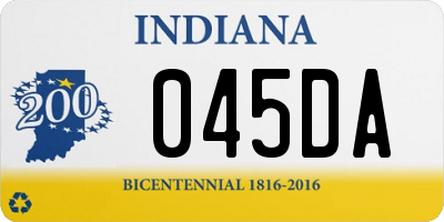 IN license plate 045DA