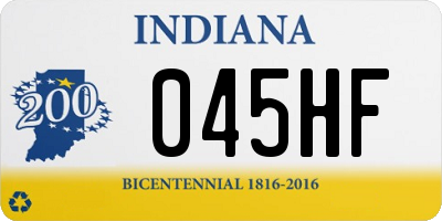 IN license plate 045HF