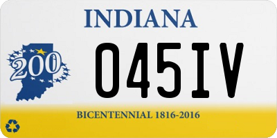IN license plate 045IV