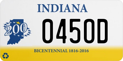 IN license plate 045OD