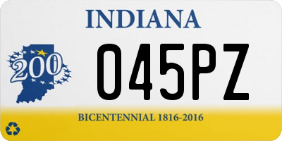 IN license plate 045PZ