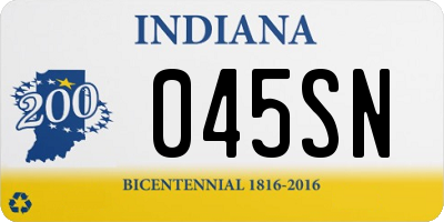 IN license plate 045SN