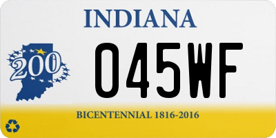 IN license plate 045WF