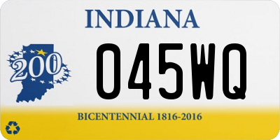 IN license plate 045WQ