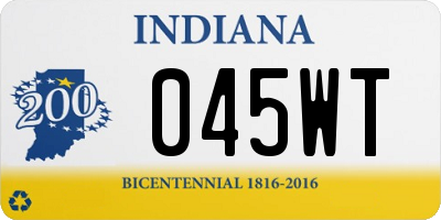 IN license plate 045WT