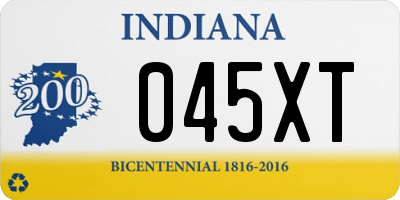 IN license plate 045XT