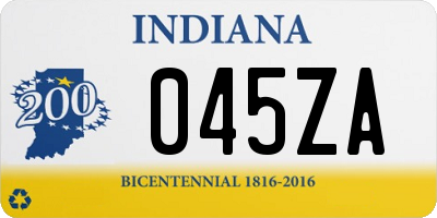 IN license plate 045ZA