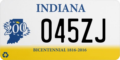 IN license plate 045ZJ