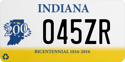 IN license plate 045ZR