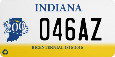 IN license plate 046AZ