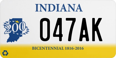 IN license plate 047AK