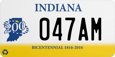IN license plate 047AM