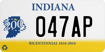 IN license plate 047AP