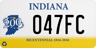 IN license plate 047FC