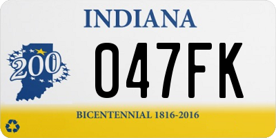 IN license plate 047FK