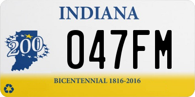 IN license plate 047FM