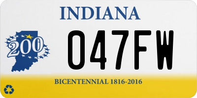 IN license plate 047FW