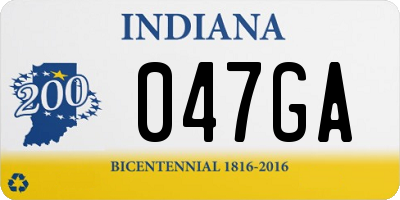 IN license plate 047GA