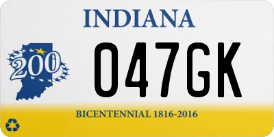 IN license plate 047GK