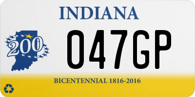 IN license plate 047GP