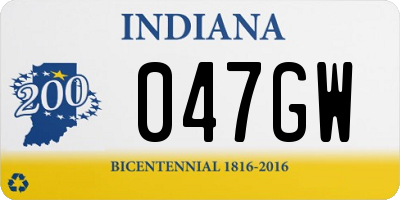 IN license plate 047GW