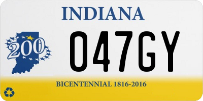 IN license plate 047GY