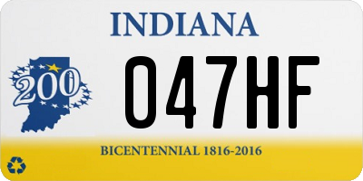 IN license plate 047HF