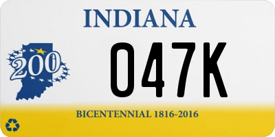 IN license plate 047K