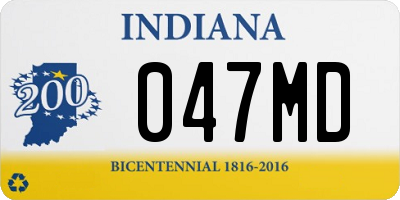 IN license plate 047MD