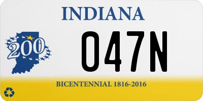 IN license plate 047N