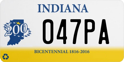 IN license plate 047PA