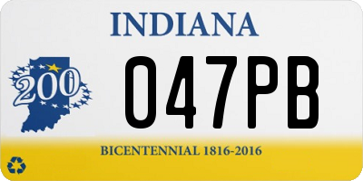 IN license plate 047PB