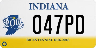 IN license plate 047PD