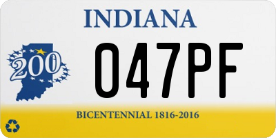 IN license plate 047PF