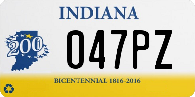 IN license plate 047PZ