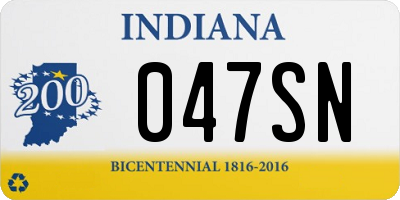 IN license plate 047SN