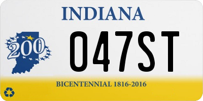 IN license plate 047ST