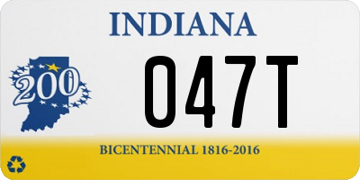 IN license plate 047T