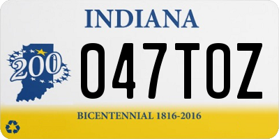 IN license plate 047TOZ
