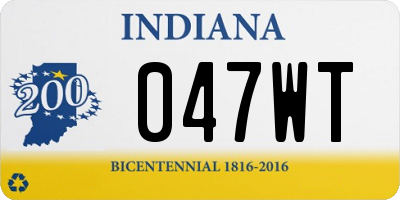 IN license plate 047WT