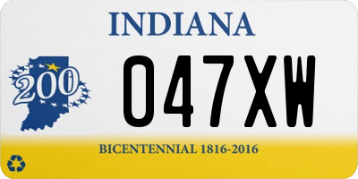 IN license plate 047XW