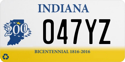 IN license plate 047YZ