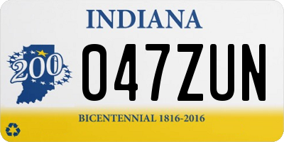IN license plate 047ZUN